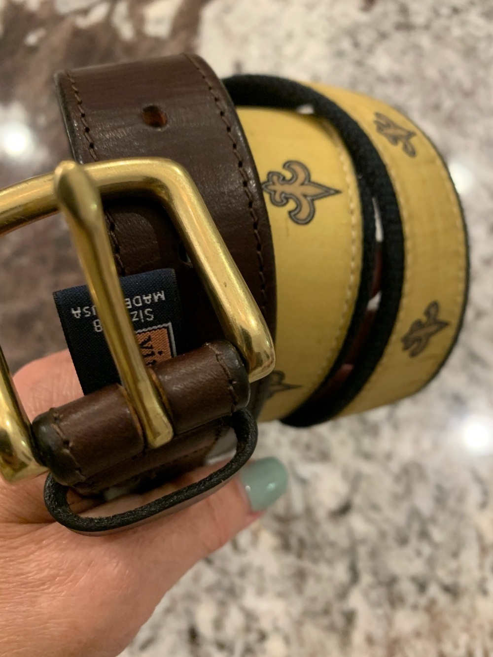 Vineyard vines fleur-de-lis belt size 38 New Orleans Saints